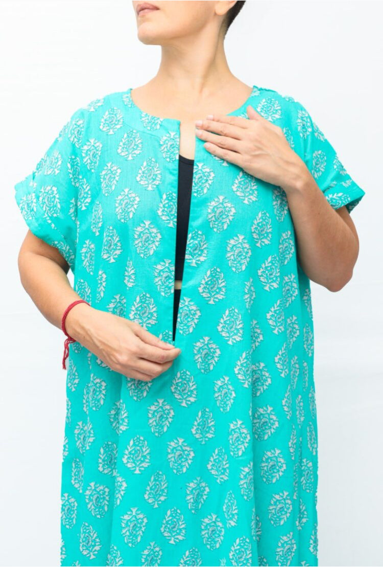 back overlap front zipper nighty