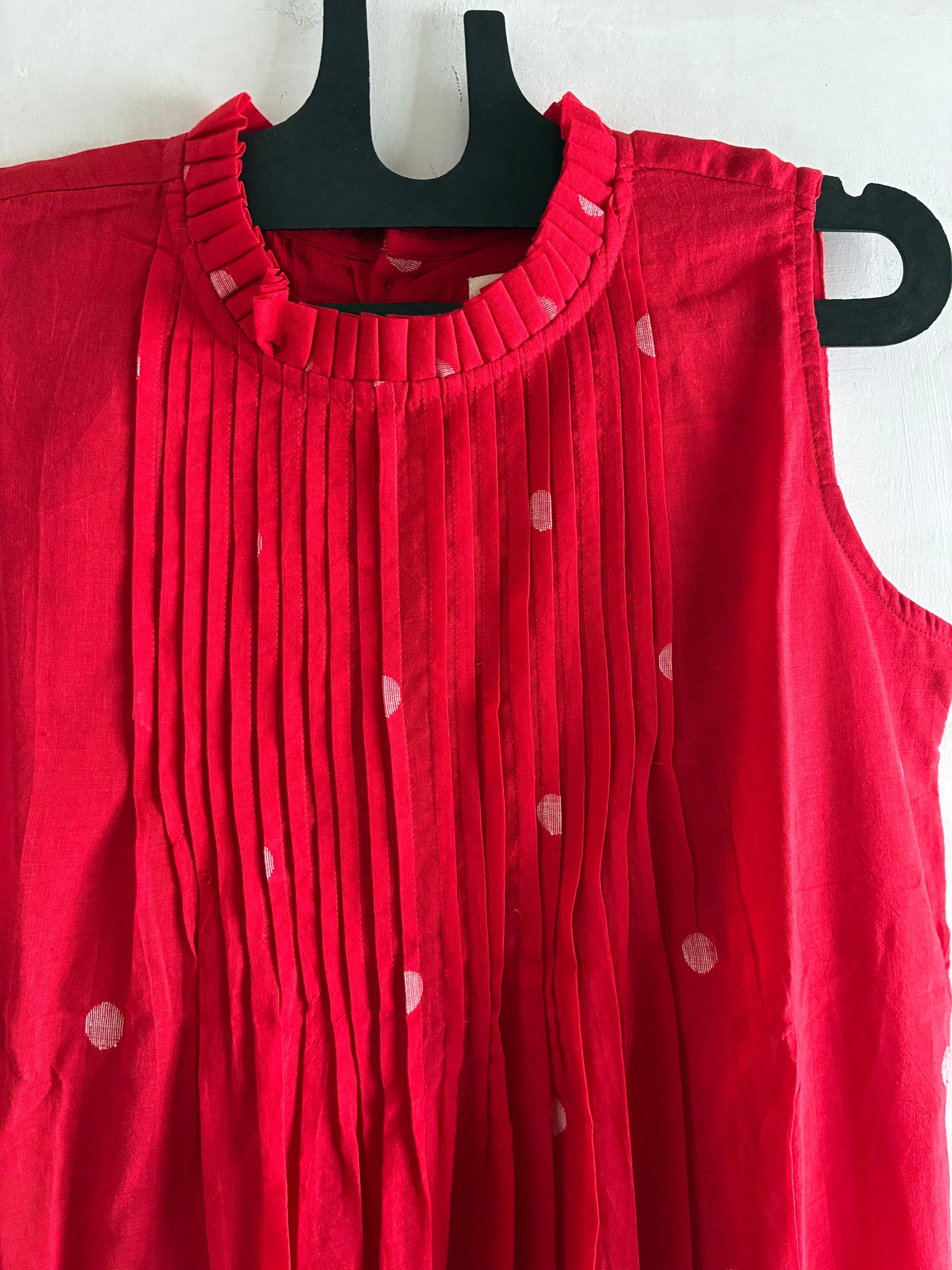 red pleated