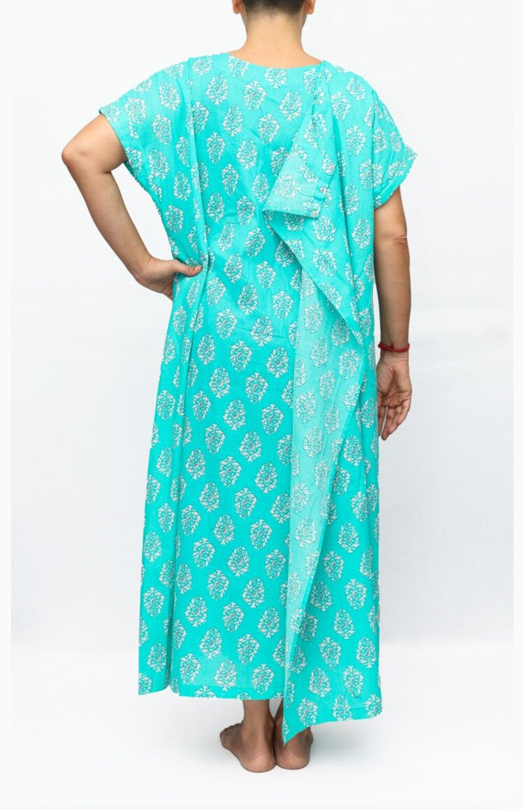 back overlap front zipper nighty