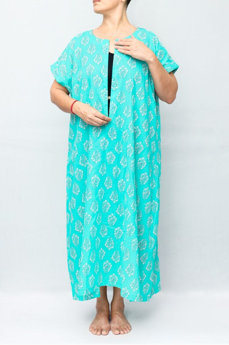 back overlap front zipper nighty