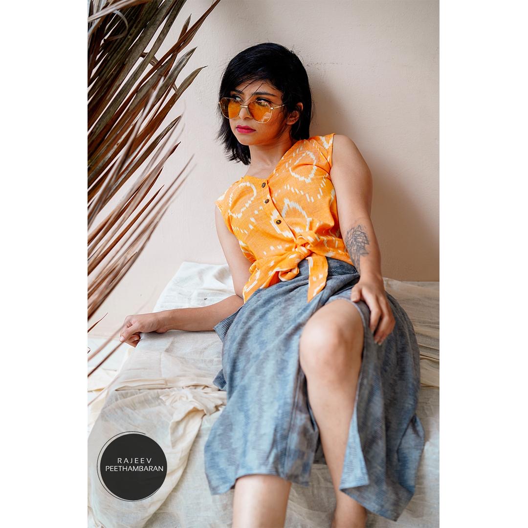 Grey ikat wrap skirt