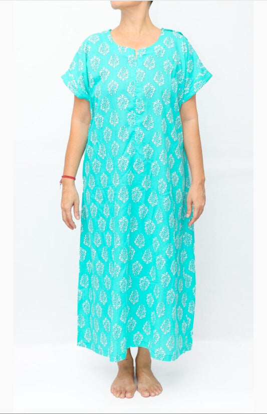 back overlap front zipper nighty
