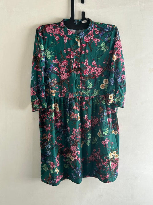 bottle green gathered dress no 27