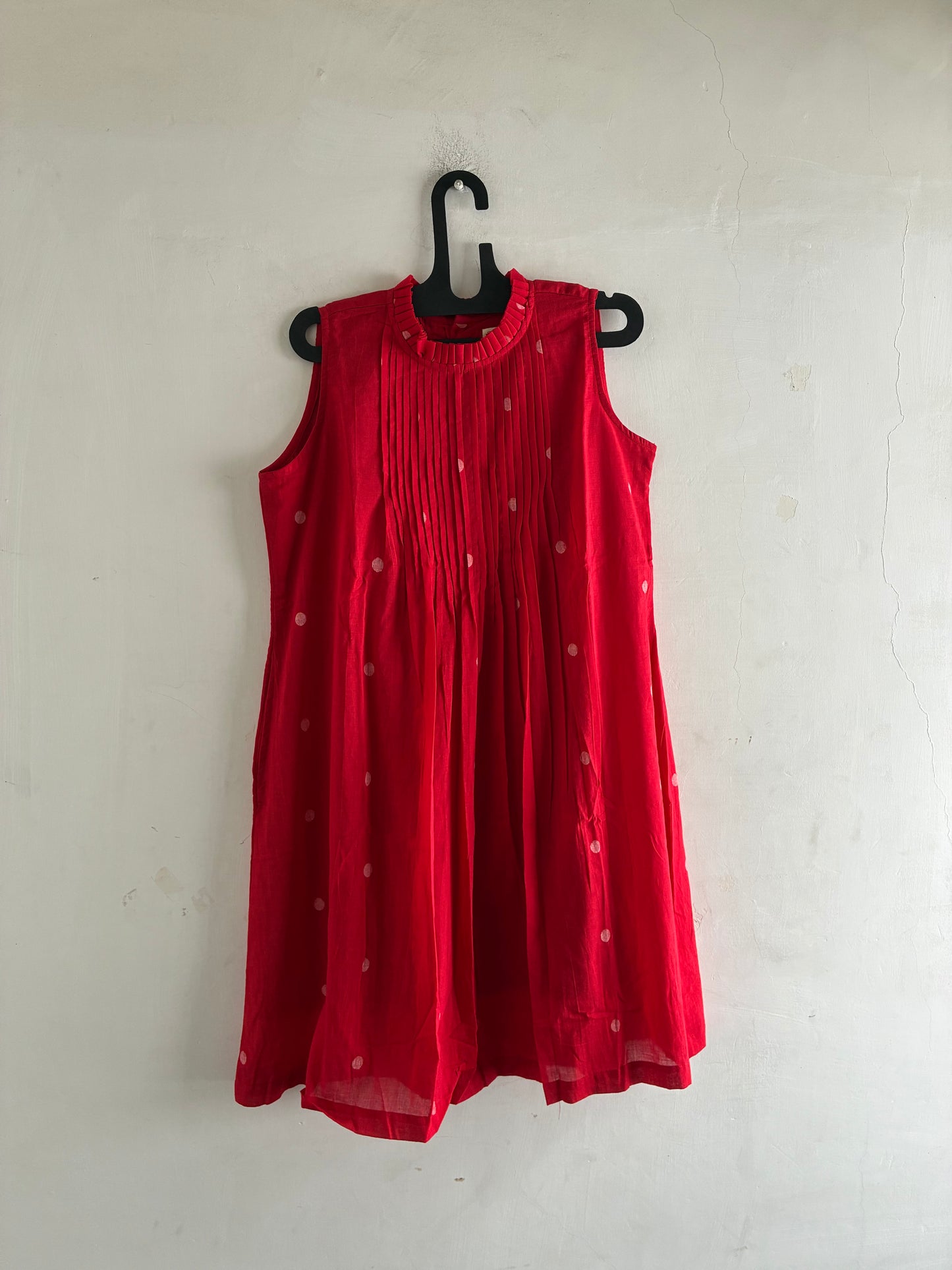 red pleated